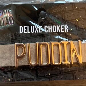 'PUDDIN' Deluxe Choker - Gold Letters on Cream Band